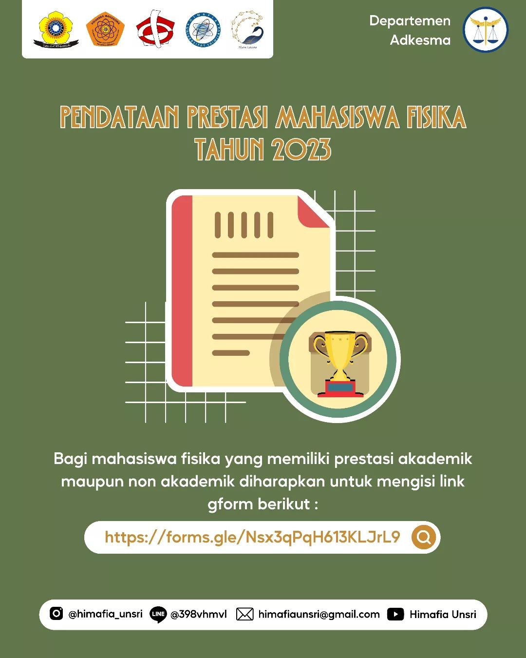 [Sekilas Info Adkesma #22 : Pendataan Prestasi Mahasiswa Fisika Tahun 2023]